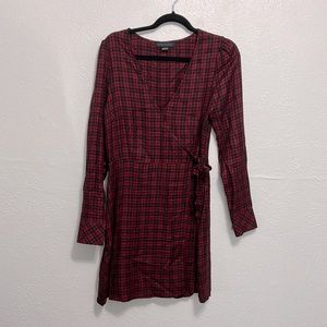 Sanctuary Women's Upbeat Faux Wrap Plaid Dress, Red/black size 6